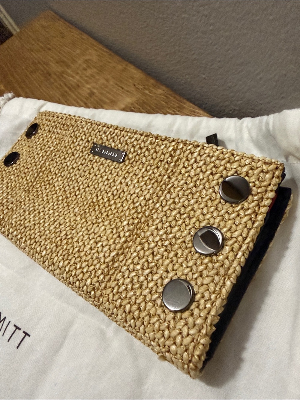 Hammitt 110 North Chaparral Raffia/Gunmetal Wallet; Preloved; Dust-bag - Picture 12 of 13